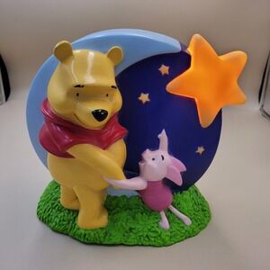 Disney Winnie the Pooh Piglet Moon Star Night Light Coin Bank Monogram 7.5x8